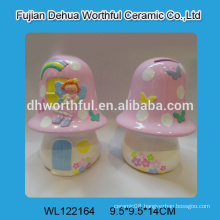 Cute mushroom shaped ceramic piggy bank for kids